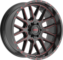 Charger l'image dans la galerie, K1020963539P10BMR - Krank Offroad Fuse 20X9 6X139.7 / 6X135 10mm Gloss Black Red Milled - Krank Offroad Wheels Canada