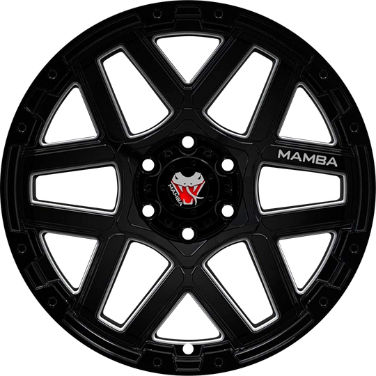 M237985125 - Mamba M23 17X9 5X139.7 ET 12MM Gloss Black Machined - Mamba Wheels Canada