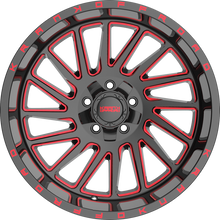 Load image into Gallery viewer, K2021252739N44BMR - Krank Offroad Coil 20X12 5X127 ET -44MM Gloss Black Red Milled - Krank Offroad Wheels Canada