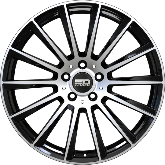 SAC1995F48666GBM - Euro Design Sacco 19X9.5 5X112 ET 48MM Gloss Black Machined - Euro Design Wheels Canada