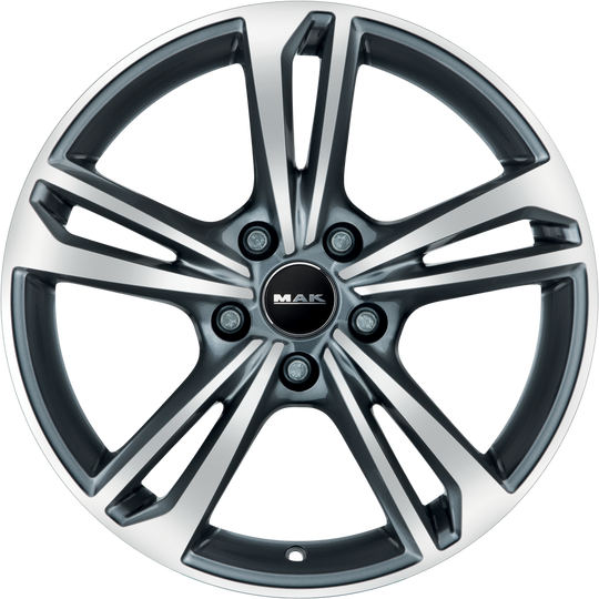 F8080EBQM28WSX - MAK Emblema 18X8 5X112 ET 28MM Gunmetal With Mirror Face - MAK Wheels Canada