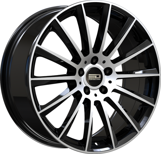 SAC1995F48666GBM - Euro Design Sacco 19X9.5 5X112 ET 48MM Gloss Black Machined - Euro Design Wheels Canada