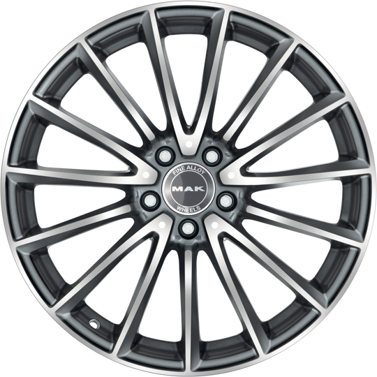 F8080KMQM33WSX - MAK Komet 18X8 5X112 ET 33MM Gunmetal With Mirror Face - MAK Wheels Canada