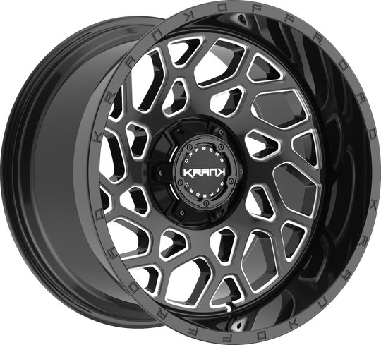 K80201263539N44GBML - Krank Offroad Ambush 20X12 6X139.7 / 6X135 -44mm Gloss Black Milled - Krank Offroad Wheels Canada