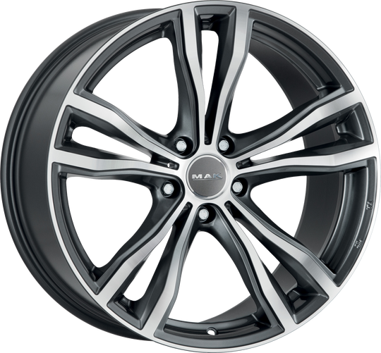 F1021XMQM50WS6X - MAK X-Mode 21X10 5X112 ET 50MM Gunmetal With Mirror Face - MAK Wheels Canada