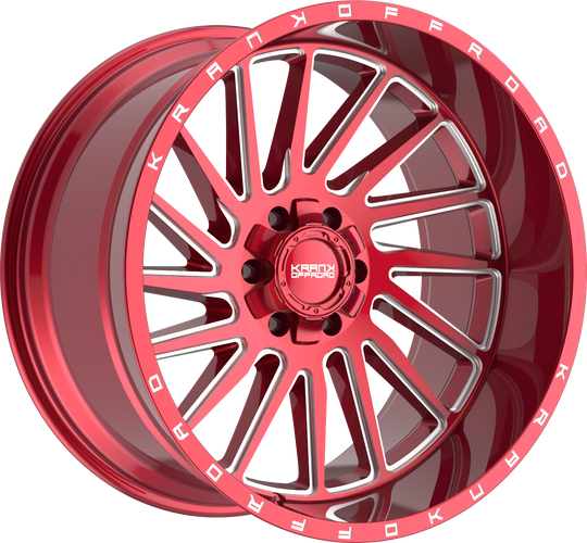 K20221263539N44RM - Krank Offroad Coil 22X12 6X135 / 6X139.7 -44mm Red Clear - Krank Offroad Wheels Canada
