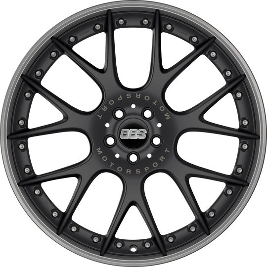 CH609BPPO-MTSP - BBS CHRII 21X10.5 5X112 ET 17MM Black With Platinum Rim, Stainless Steel Rim Protector and Motorsport Etching - BBS Wheels Canada