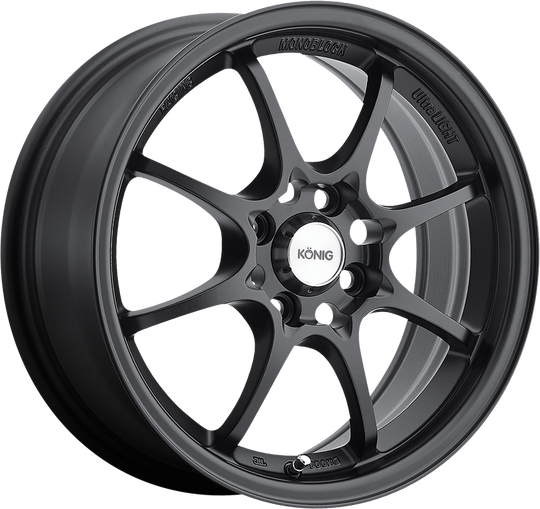 HE65D04405 - Konig Helium 15X6.5 4X100 ET 40MM Flat Black - Konig Wheels Canada