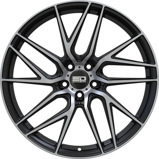 T2085D4067MBM - Euro Design Tech 20X8.5 5X108 ET 40MM Matte Black Machined - Euro Design Wheels Canada
