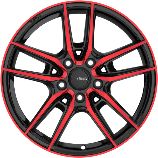 MY8850843R - Konig Myth 18X8 5X108 ET 43MM Gloss Black With Red Tinted Clear Coat - Konig Wheels Canada