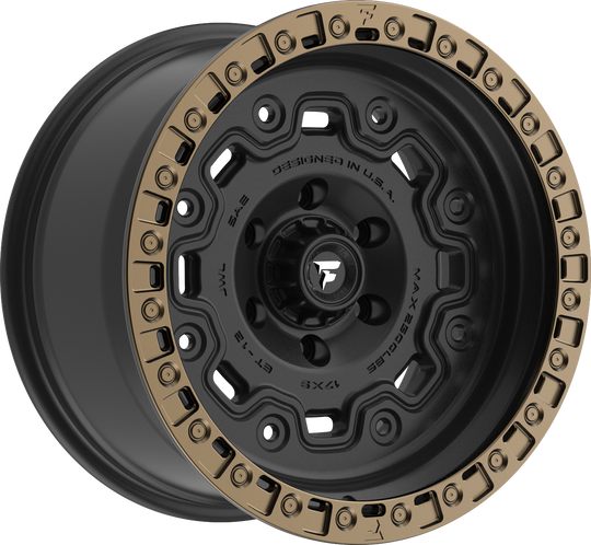 FT100-20908165P18BZ - Fittipaldi Offroad FT100BZ 20X9 8X165.1 ET 18MM Satin Bronze With Satin Black Lip - Fittipaldi Offroad Wheels Canada