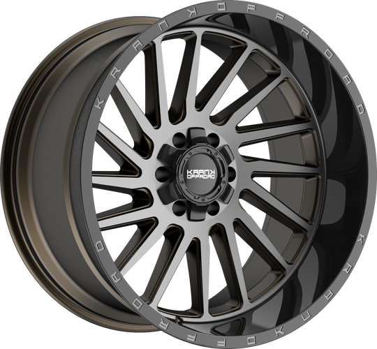 K20221263539N44DTB - Krank Offroad Coil 22X12 6X135 / 6X139.7 -44mm Bronze Dark Tint With Gloss Black Barrel - Krank Offroad Wheels Canada