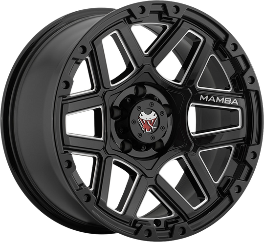 M237983125 - Mamba M23 17X9 6X139.7 ET 12MM Gloss Black Machined - Mamba Wheels Canada