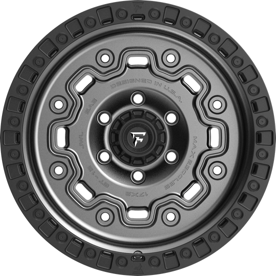 FT100-18908165P18AB - Fittipaldi Offroad FT100AB 18X9 8X165.1 ET 18MM Satin Anthracite With Satin Black Lip - Fittipaldi Offroad Wheels Canada
