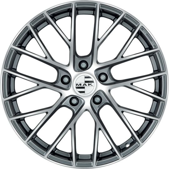 F8590MFQM39WS2X - MAK Monaco 19X8.5 5X112 ET 39MM Gunmetal With Mirror Face - MAK Wheels Canada