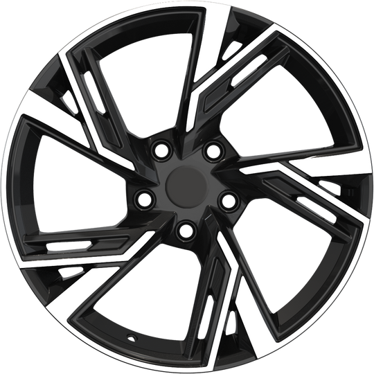 RW150007 - YKW Replicas AR12 18X8 5X112 ET 35MM Gloss Black Machined - YKW Replicas Wheels Canada