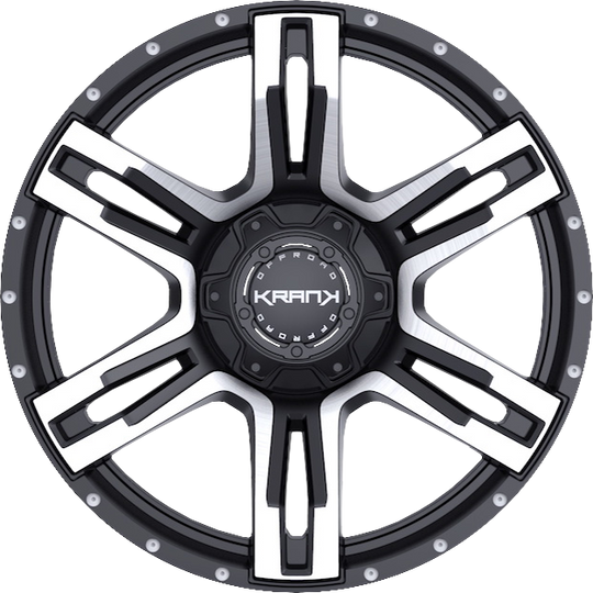 K3020963539P18GBM - Krank Offroad Caliper 20X9 6X135 / 6X139.7 18mm Gloss Black With Machined Face - Krank Offroad Wheels Canada