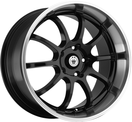LI57100385 - Konig Lightning 15X7 4X100 ET 38MM Gloss Black With Machined Lip - Konig Wheels Canada