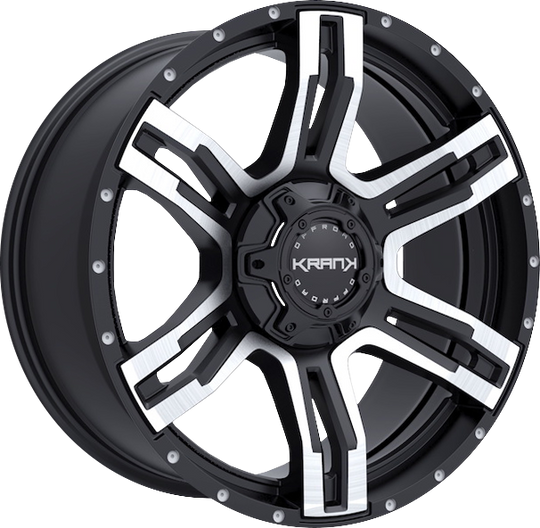 K30209515P18GBM - Krank Offroad Caliper 20X9 5X150 ET 18MM Gloss Black With Machined Face - Krank Offroad Wheels Canada