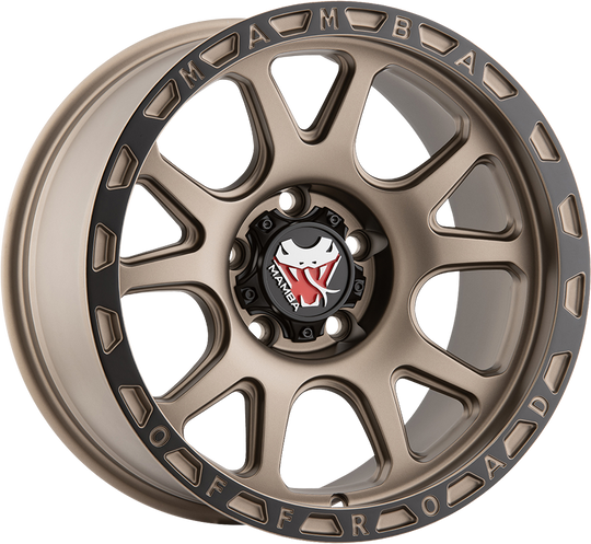 M277983N128 - Mamba M27 17X9 6X139.7 ET -12MM Stippled Matte Bronze With Black Lip - Mamba Wheels Canada