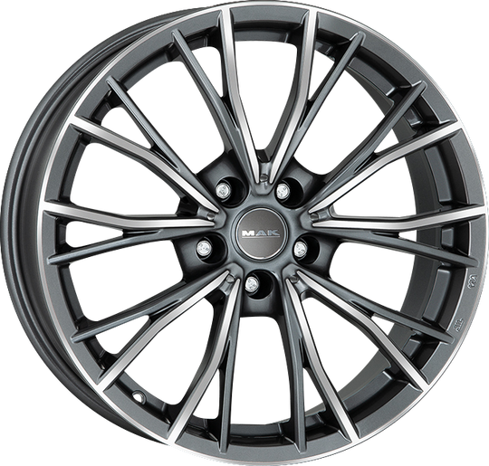 F9080MKQM28I2BX - MAK Mark 18X9 5X120 ET 28MM Gunmetal With Mirror Face - MAK Wheels Canada