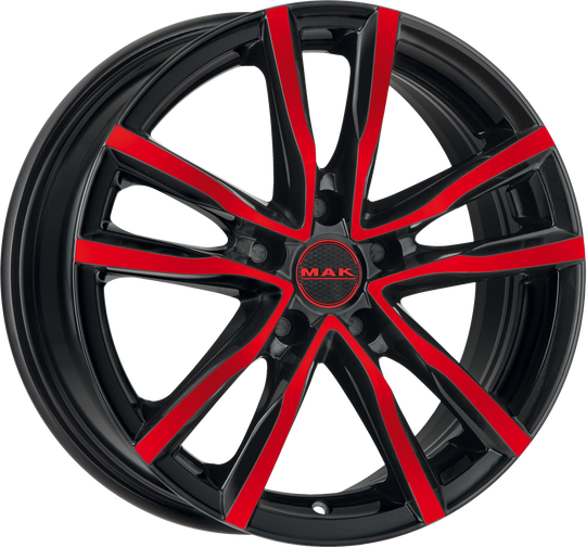 F7080MIBR48P4IX - MAK Milano 18X7 5X100 ET 48MM Black and Red - MAK Wheels Canada