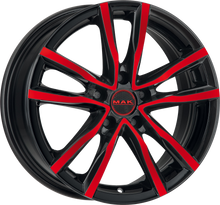 Charger l'image dans la galerie, F60504MBR40CC - MAK Milano4 15X6 4X100 ET 40MM Black and Red - MAK Wheels Canada