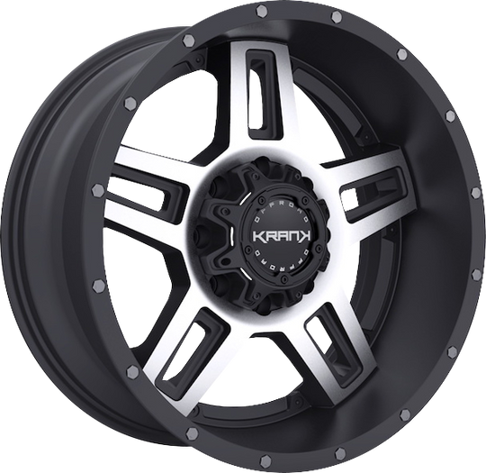 K1218963539P18GBM - Krank Offroad Hammer 18X9 6X135 / 6X139.7 18mm Gloss Black With Machined Face - Krank Offroad Wheels Canada