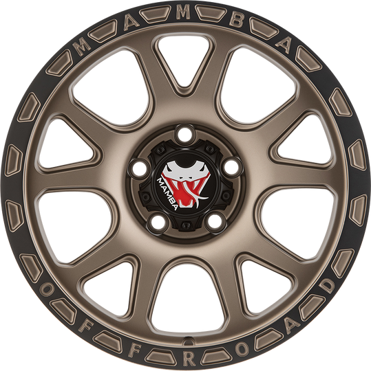 M277983128 - Mamba M27 17X9 6X139.7 ET 12MM Stippled Matte Bronze With Black Lip - Mamba Wheels Canada