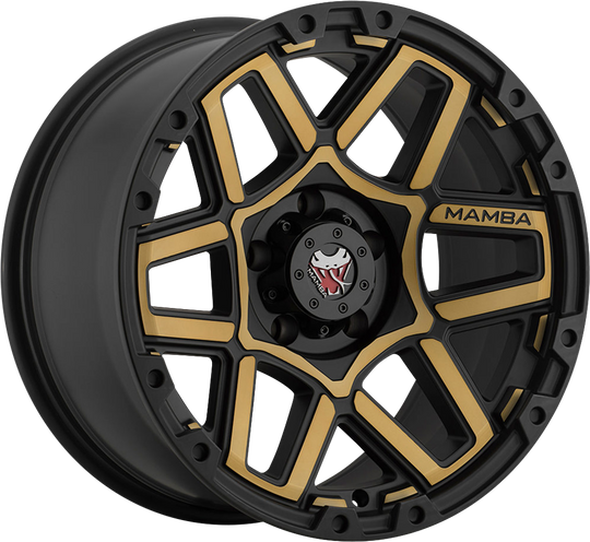 M232983N128 - Mamba M23 20X9 6X139.7 ET -12MM Matte Black With Bronze Face - Mamba Wheels Canada