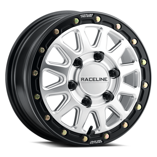 A14SB-57037+10 - Raceline A14SB Alpha 15X7 4X137 10mm Hyper Silver with Black Outer Ring - Raceline Wheels Canada