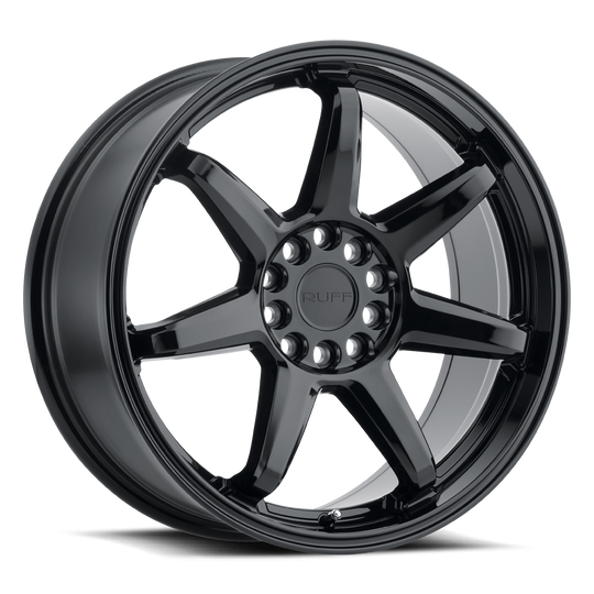 1880SFT385D20B72 - Ruff Shift 18X8 5X112 / 5X120.65 38mm Gloss Black - Ruff Wheels Canada