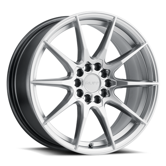 1880SPD385D04S72 - Ruff Speedster 18X8 5X100 5X114.3 38mm Hyper Silver - Ruff Wheels Canada