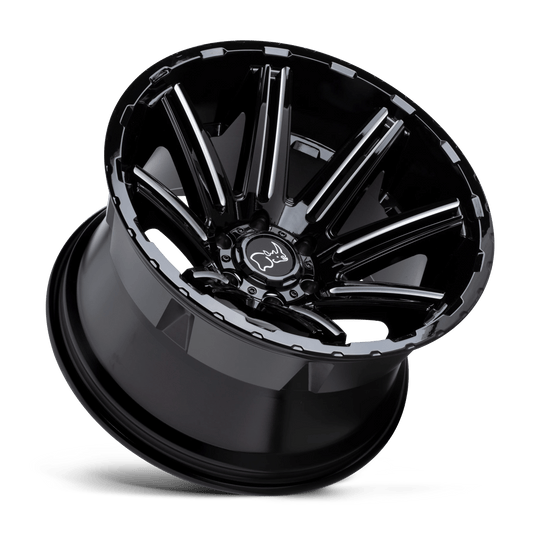 2012RPG-46140B12 - Black Rhino Rampage 20X12 6X139.7 -44 mm Gloss Black W/ Mirror Cut Face & Translucent Clear - Black Rhino Wheels Canada