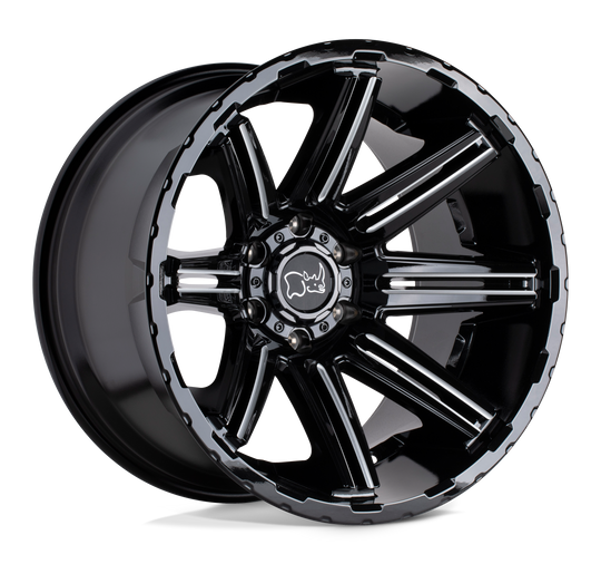 2012RPG-46140B12 - Black Rhino Rampage 20X12 6X139.7 -44 mm Gloss Black W/ Mirror Cut Face & Translucent Clear - Black Rhino Wheels Canada