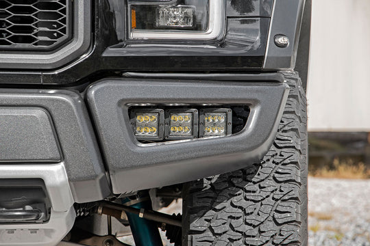 70700DRL LED Light - Fog Mount - Triple 2" Black Pair - White DRL - Ford Raptor (17-20) Rough Country Canada