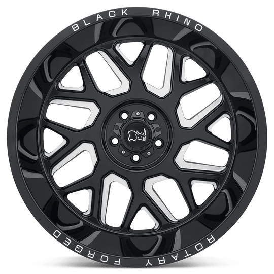 2215RPR-45127B71 - Black Rhino Reaper 22X11.5 5X127 -44 mm Gloss Black & Milled - Black Rhino Wheels Canada