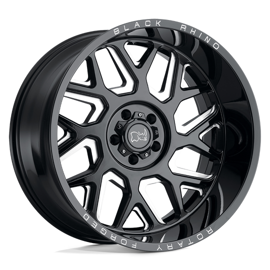 2215RPR-45127B71 - Black Rhino Reaper 22X11.5 5X127 -44 mm Gloss Black & Milled - Black Rhino Wheels Canada
