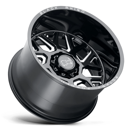 2214RPR-68170B25 - Black Rhino Reaper 22X14 8X170 -76 mm Gloss Black & Milled - Black Rhino Wheels Canada