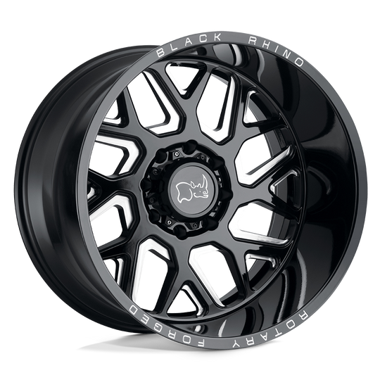 2214RPR-68180B25 - Black Rhino Reaper 22X14 8X180 -76 mm Gloss Black & Milled - Black Rhino Wheels Canada