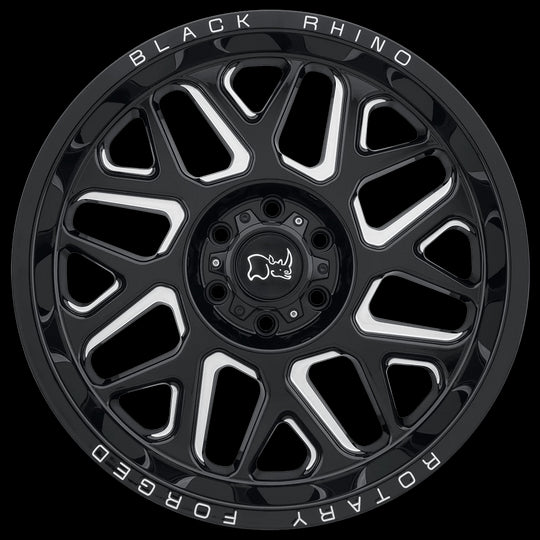2414RPR-65127B71 - Black Rhino Reaper 24X14 5X127 -76 mm Gloss Black & Milled - Black Rhino Wheels Canada