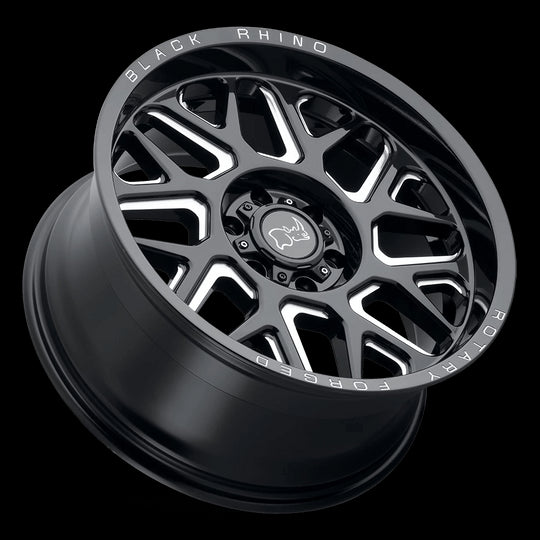 2414RPR-65127B71 - Black Rhino Reaper 24X14 5X127 -76 mm Gloss Black & Milled - Black Rhino Wheels Canada