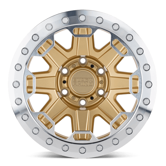 1785RFT006135L87 - Black Rhino Rift Beadlock 17X8.5 6X135  0mm Matte Gold W/ Machined Ring - Black Rhino Wheels Canada