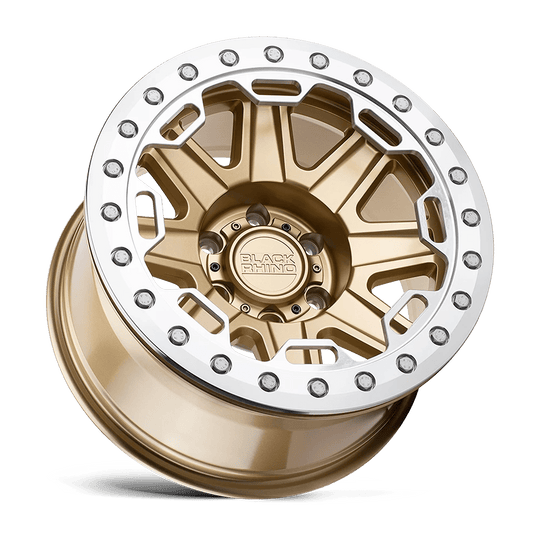 1785RFT006135L87 - Black Rhino Rift Beadlock 17X8.5 6X135  0mm Matte Gold W/ Machined Ring - Black Rhino Wheels Canada