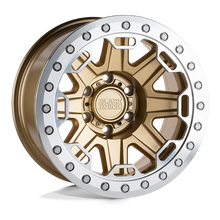 Charger l'image dans la galerie, 1785RFT006135L87 - Black Rhino Rift Beadlock 17X8.5 6X135  0mm Matte Gold W/ Machined Ring - Black Rhino Wheels Canada