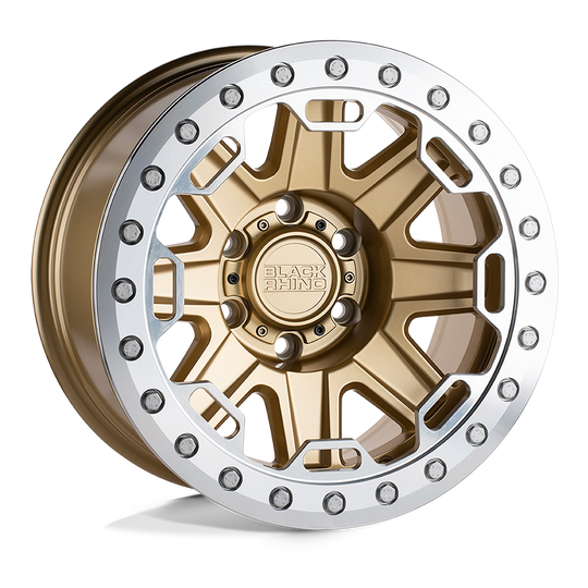 1785RFT-85127L71 - Black Rhino Rift Beadlock 17X8.5 5X127 -38 mm Matte Gold W/ Machined Ring - Black Rhino Wheels Canada