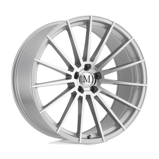 1885MAN325112S66 - Mandrus Stirling 18X8.5 5X112  32mm Silver W/ Mirror Cut Face - Mandrus Wheels Canada