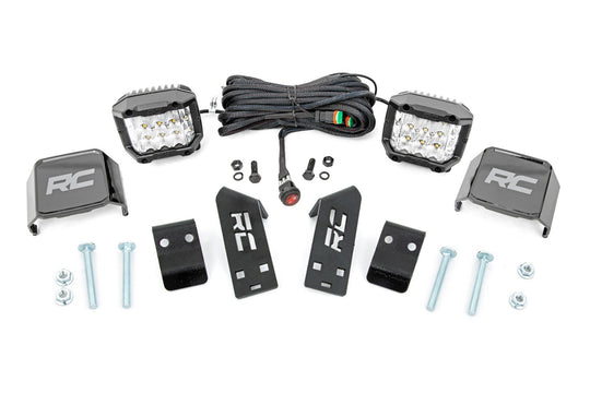 93078 LED Light - A Pillar Mount - 2" Chrome Pair - Wide Angle - Polaris RZR PRO XP (20-21) Rough Country Canada
