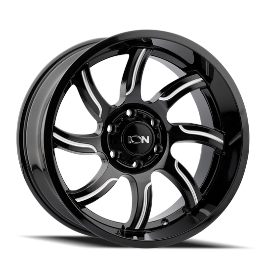 151-2950M18 - ION Alloy 151 20X9 5X150 /  ET 18mm Gloss Black Milled - ION Alloy Wheels Canada