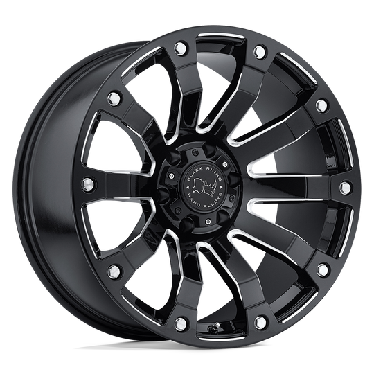 1790SLK-25127B78 - Black Rhino Selkirk 17X9 5X127 -12 mm Gloss Black Milled - Black Rhino Wheels Canada